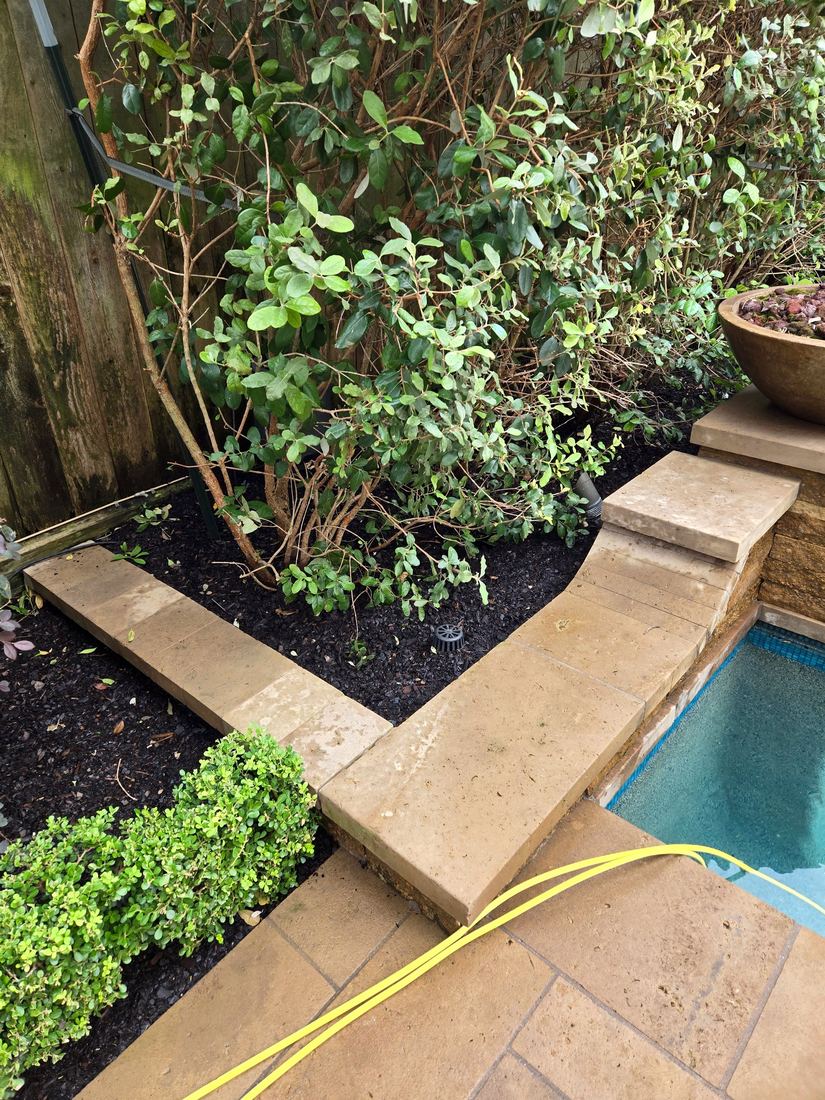 The same poolside stone after cleaning — bright and fresh